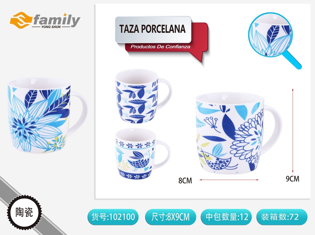 Taza de porcelana de 8x9cm (modelo 504-6) - Cerámica
