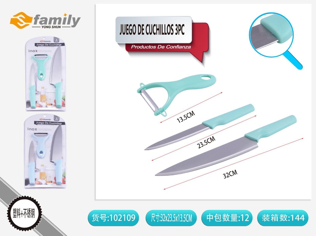 Juego de cuchillos 3 pcs - Utensilios de cocina