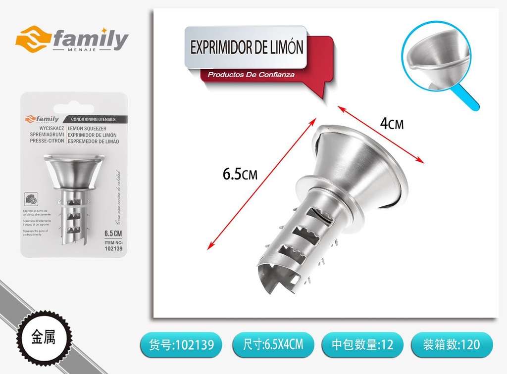 Exprimidor de limón pequeño de acero inoxidable para cocina