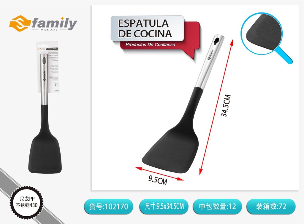 Espátula de cocina de acero inoxidable 34.5x9.5 cm - Utensilios de cocina