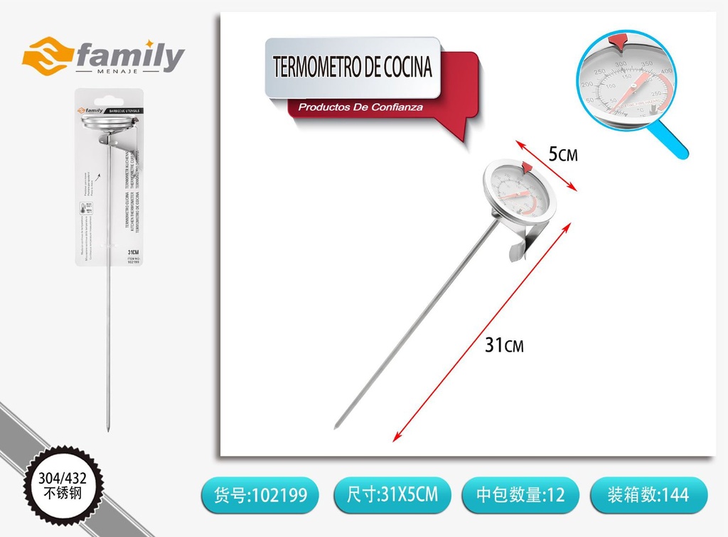 Termómetro para cocina 30x5.2cm