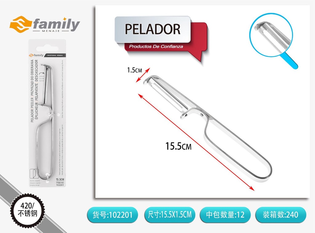 Pelador con dientes 15.5cm para utensilios de cocina