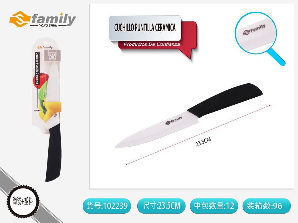 Cuchillo puntilla cerámica 23 cm - Utensilios de cocina, cuchillos