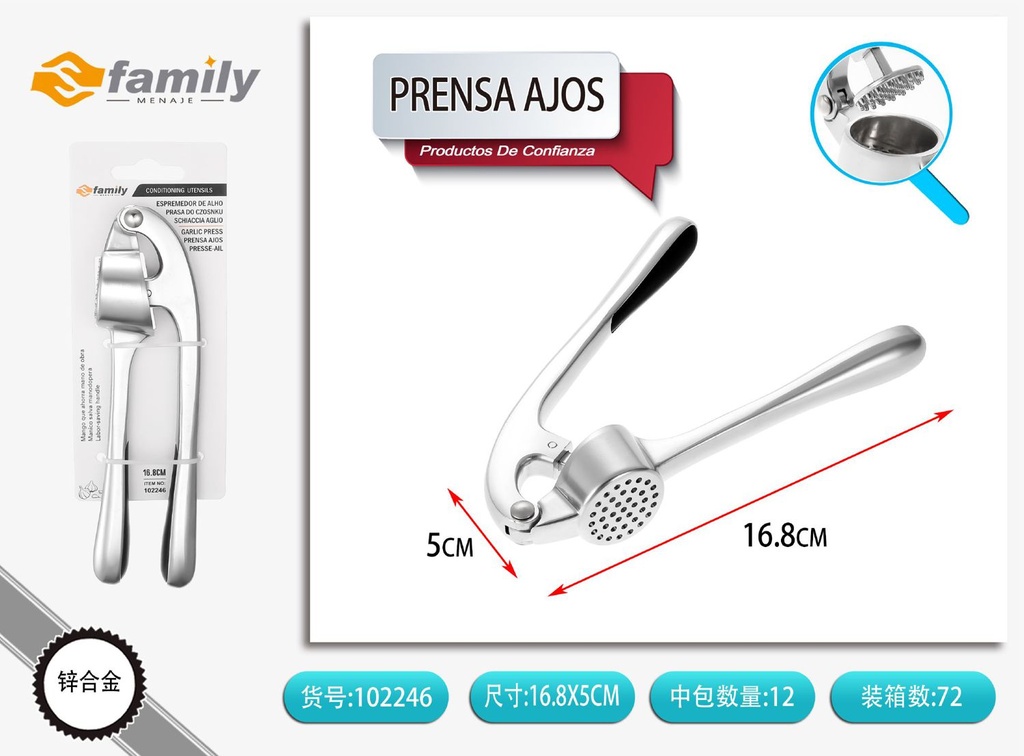 Prensa ajos de acero niquelado 16.8 cm - Herramientas de cocina
