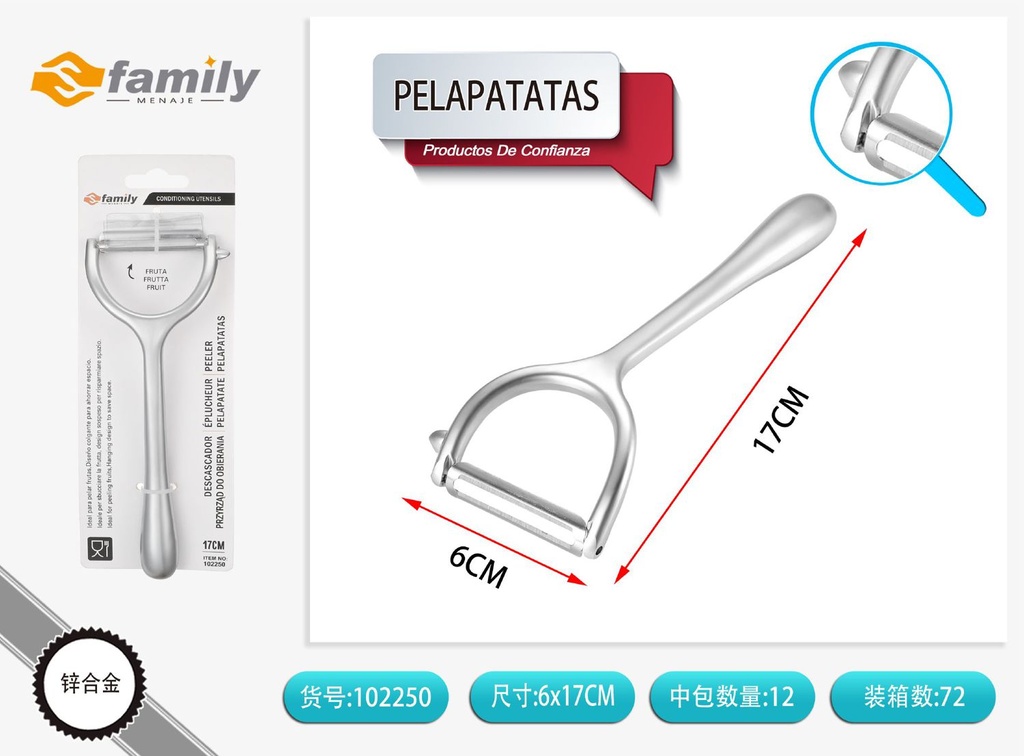 Pelapatatas de acero inoxidable 17cm - Herramienta de cocina para pelar