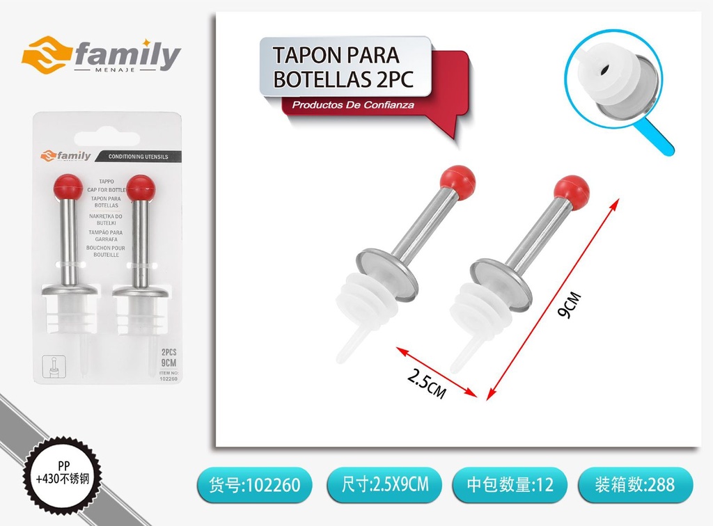 Tapón para botellas 2 piezas - Utensilios de cocina