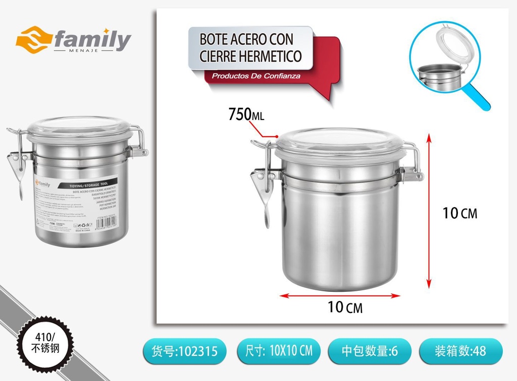 Bote acero con cierre hermético 10x10cm - Utensilios de cocina