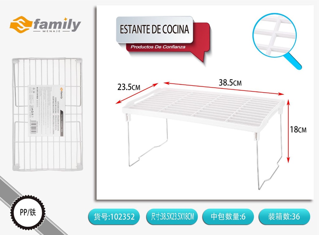 Estante de cocina 38.5x23.5x18cm para organización