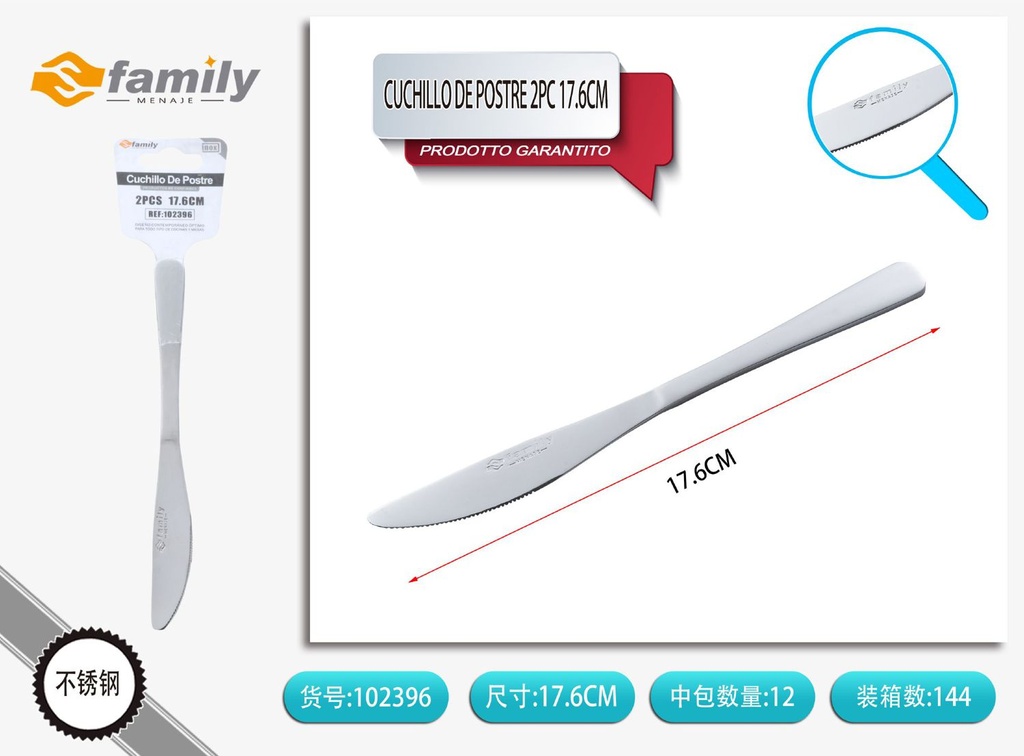 Cuchillo de Postre 2Pcs 17.6cm - Cuchillos de Fruta con Mango Redondo