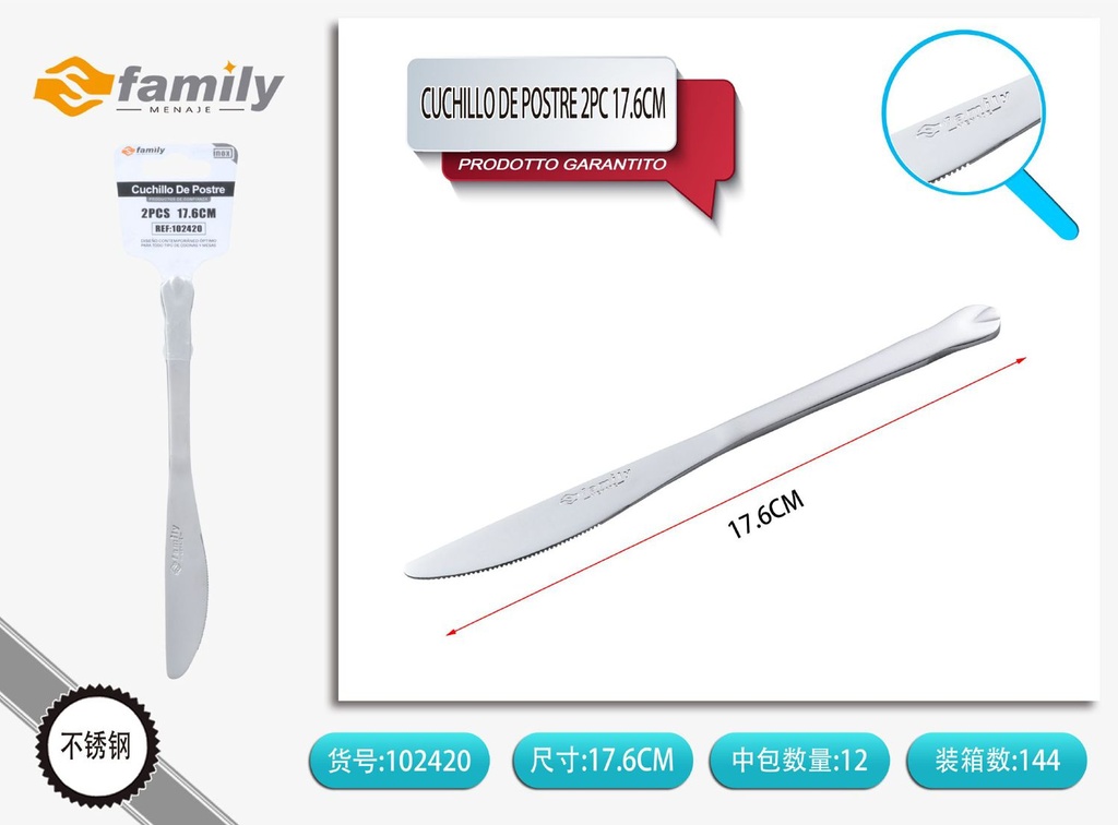 Cuchillo de postre 2pcs 17.6cm