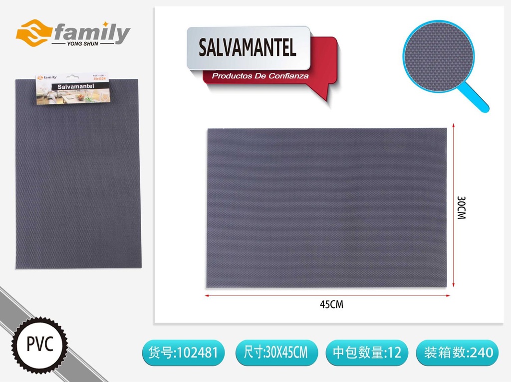 Salvamantel 30x45cm gris resistente al calor