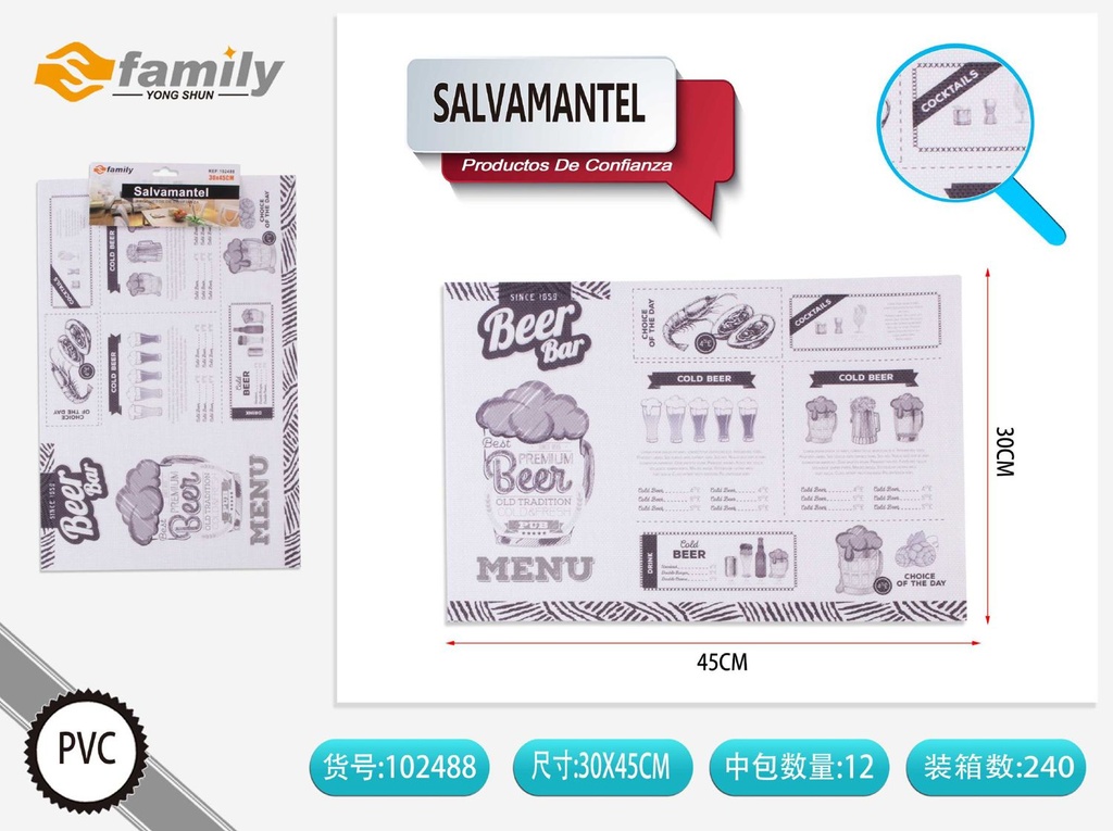 Salvamanteles blanco 30*45CM - Utensilios de mesa 