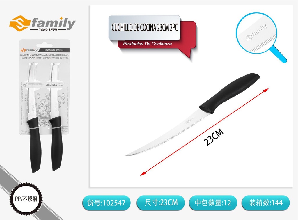 Cuchillo de cocina 23 cm 2 piezas - Utensilio de cocina