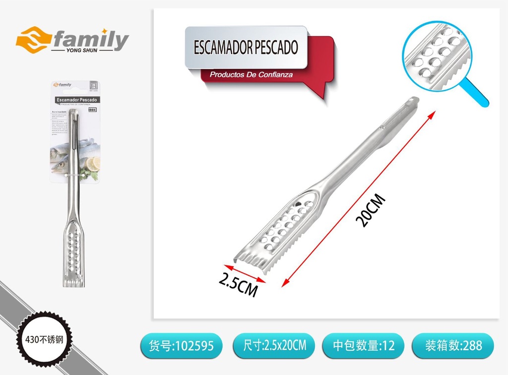 Escamador de pescado, utensilio de cocina