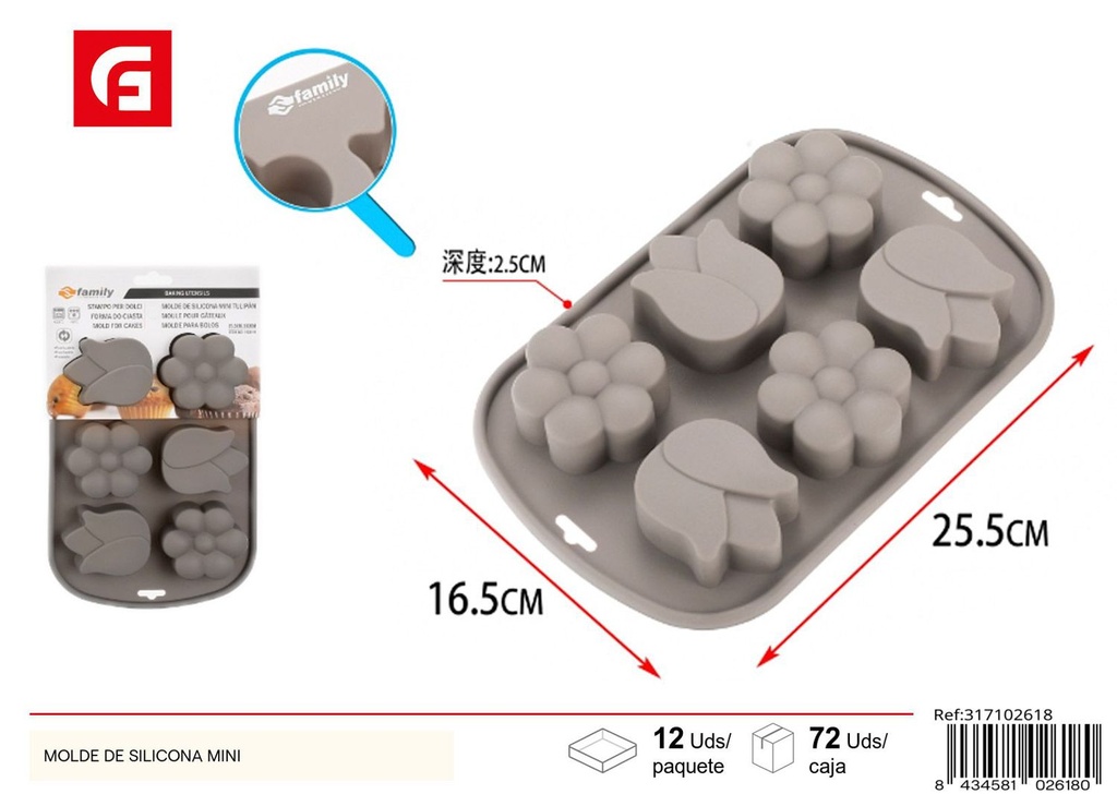 Molde de silicona mini tulipán 26.5*17*3cm - Utensilios de repostería