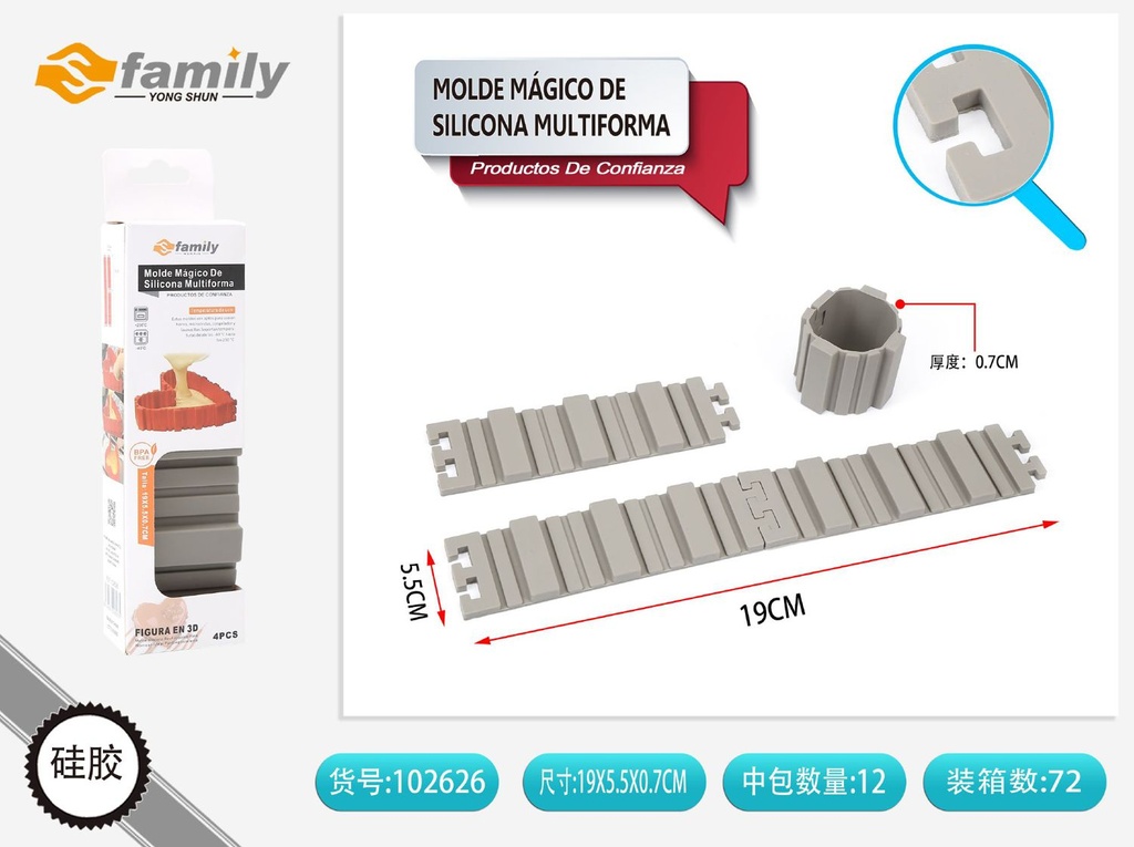 Molde mágico de silicona multiforma 4pc 19x5.5x0.7cm