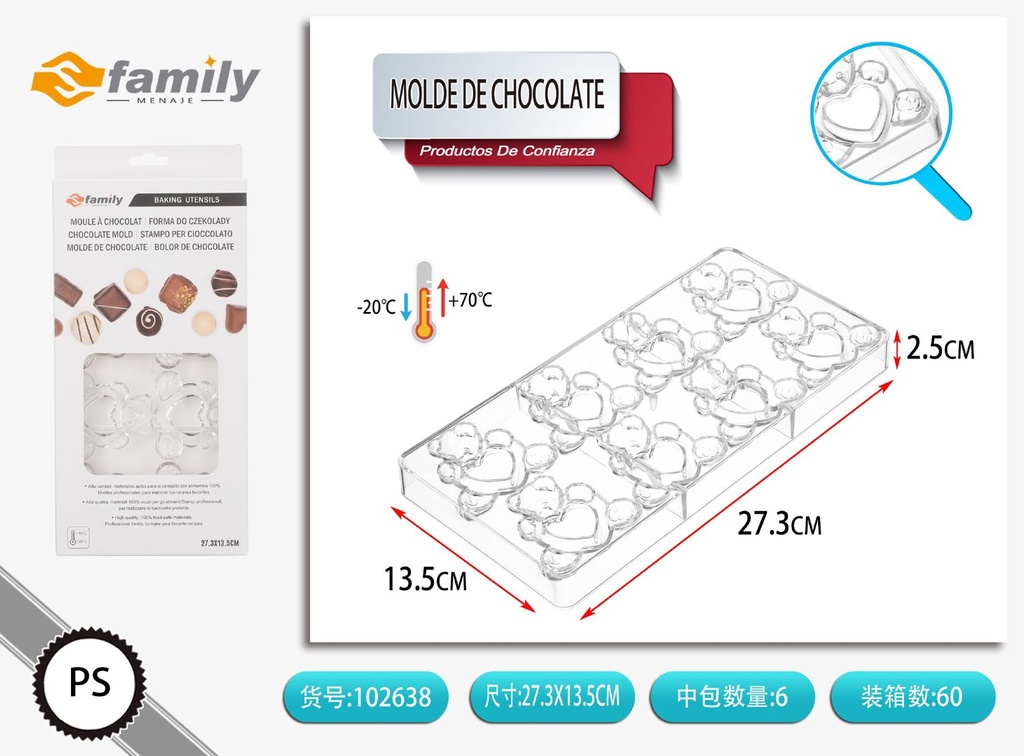 Molde de chocolate forma de oso para repostería