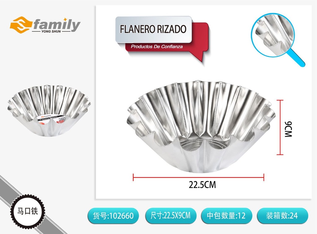 Flanero rizado 22.5x9 cm - Moldes de repostería