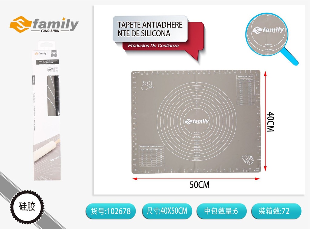 Tapete antiadherente de silicona 40x50cm para repostería