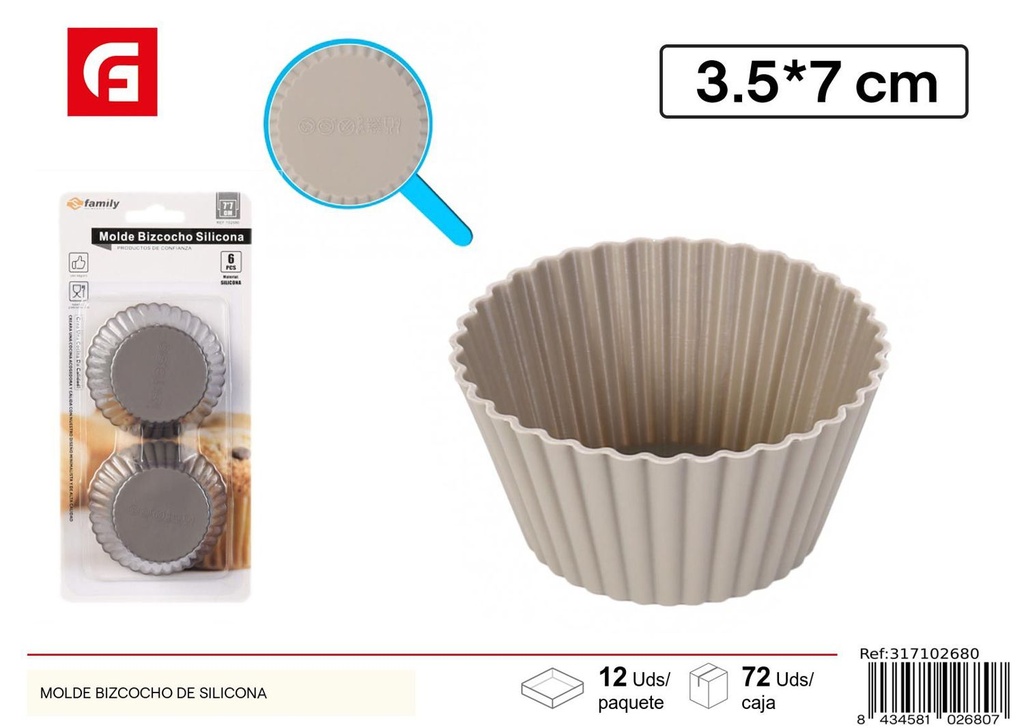 Molde para muffins JSC3455 redondo 7x7x3.5cm/6PC - Utensilios de repostería