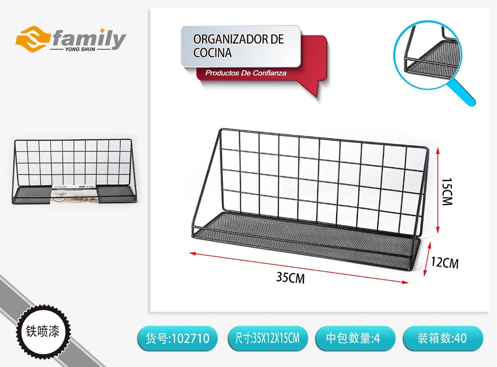 Organizador de cocina triangular 35x12x15cm