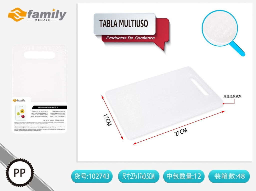  tabla multifuncional de plástico 27*17*0.5cm - Utensilios de cocina