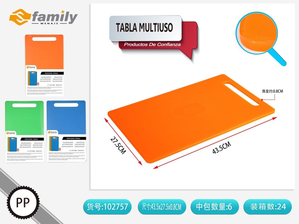 Tabla multiusos 43.5*27.5*0.8cm para cocina