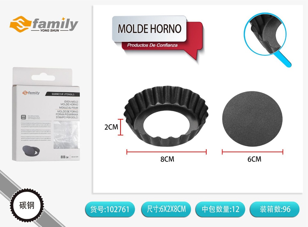Molde horno redondo 8*2 cm - Utensilios de repostería