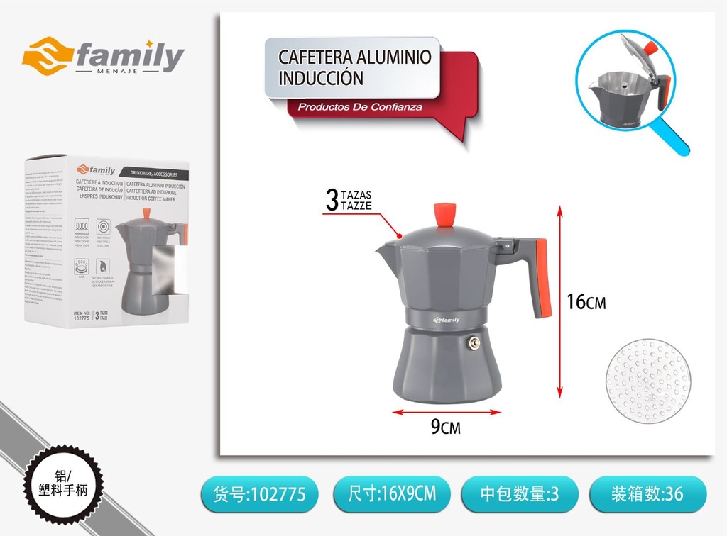 Cafetera de aluminio para inducción - Utensilios para el café