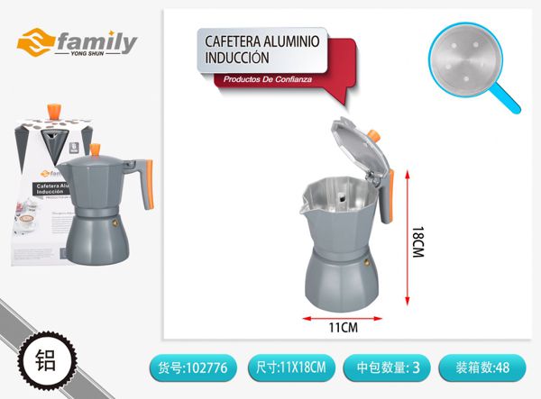 Cafetera de aluminio para inducción 6 tazas