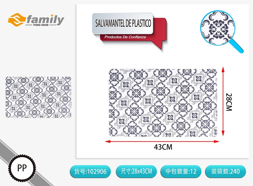 Salvamantel de plástico ecológico 43x28cm