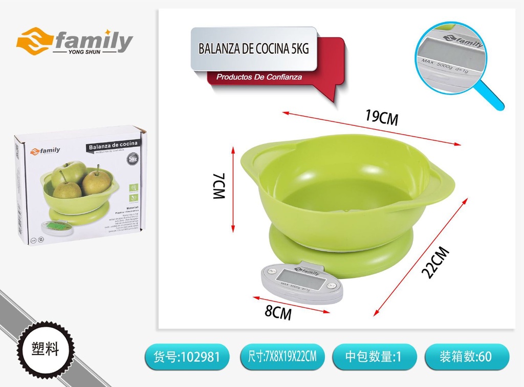 Balanza de cocina 5 kg - Utensilios de cocina