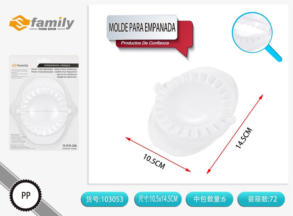 Molde para empanada de número 3