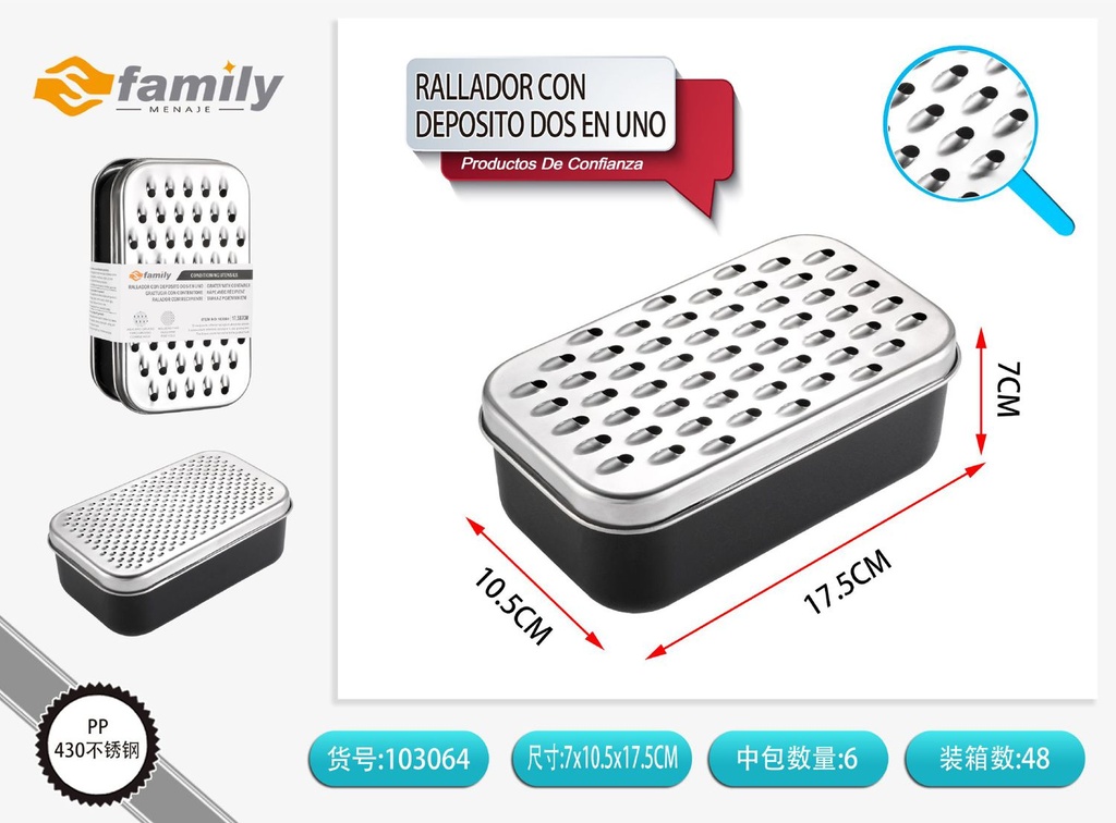 Rallador multifuncional con depósito rectangular - Utensilios de cocina