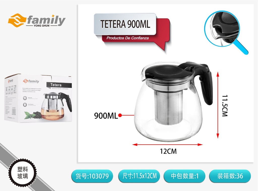 Tetera 900ml para infusiones y té