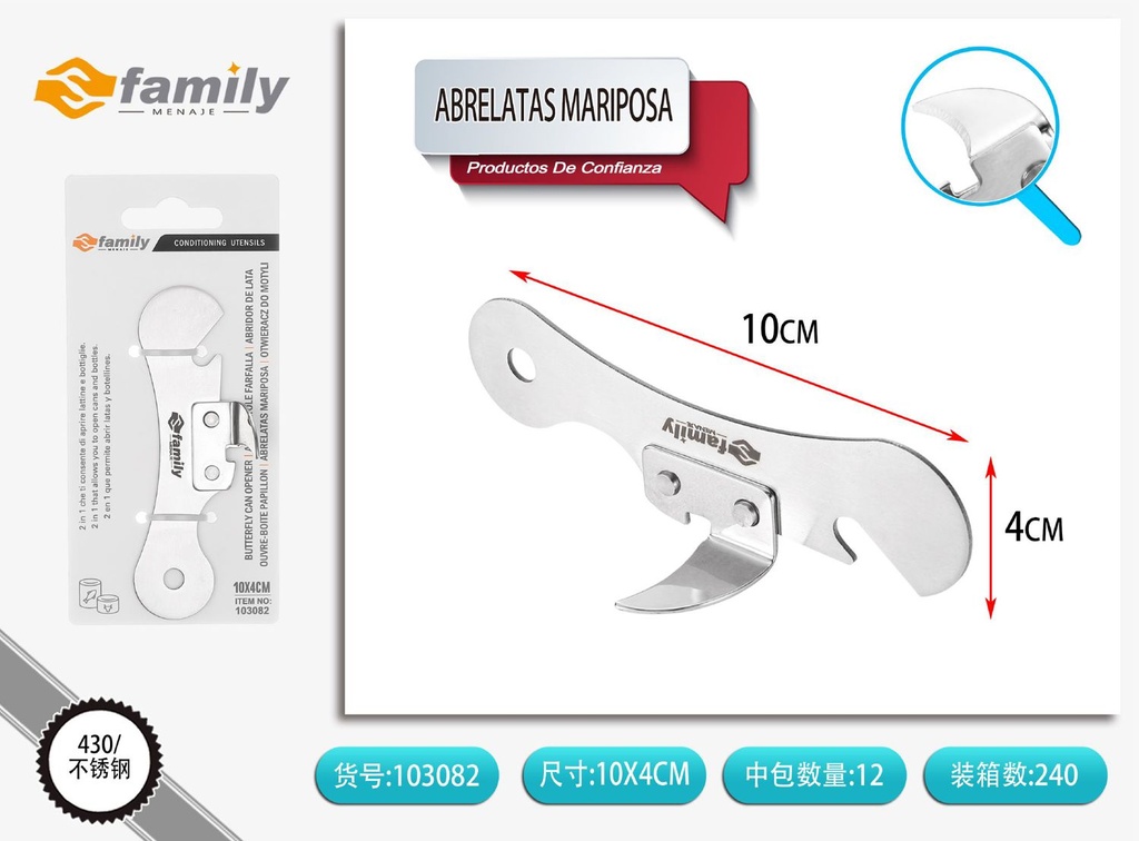Abrelatas mariposa multifunción