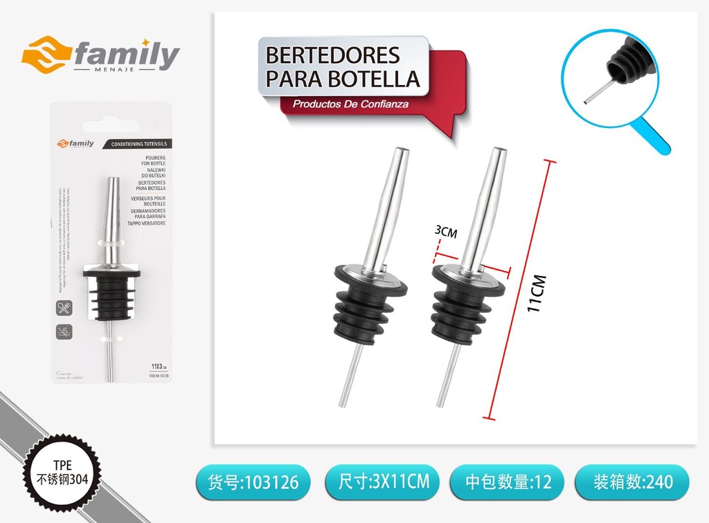 Bertedores para botella de aceite 11*3cm para cocina