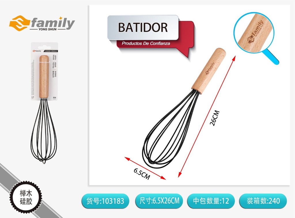 Batidora de mano con mango de madera 26cm