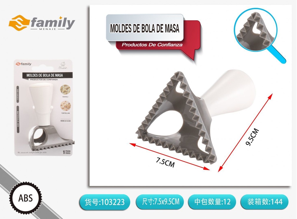 Moldes de bola de masa en plástico ABS triangulares para cocina