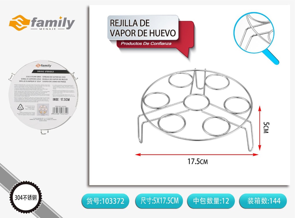 Rejilla de vapor de huevo 18cm para cocina