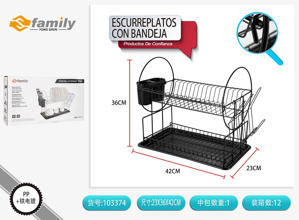 Escurreplatos con bandeja 43*24*36.5cm