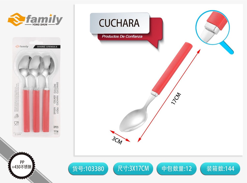 Cucharas plásticas 17.5*3.2cm (3pcs) - Utensilios de mesa