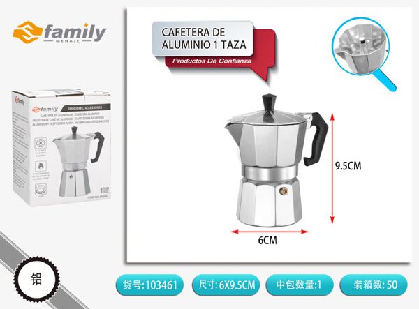 Cafetera de aluminio 1 taza para espresso