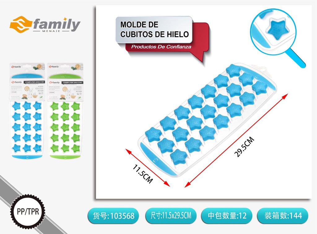 Molde para hielo en forma de estrella 21 compartimentos para bebidas