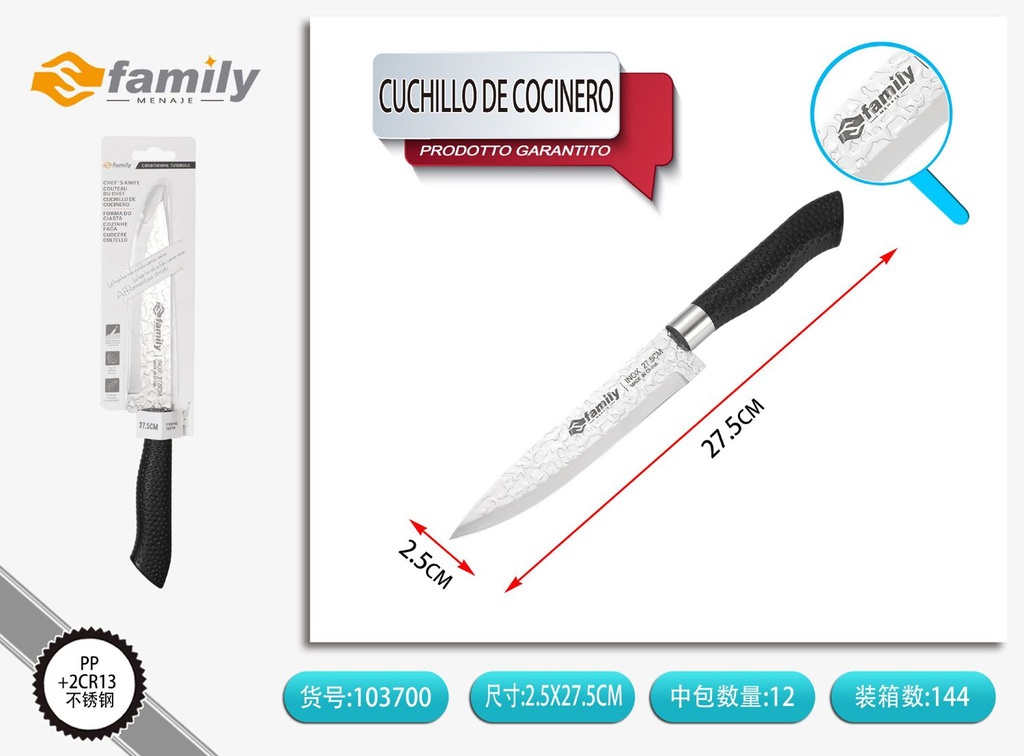 Cuchillo de cocinero 27.6cm - Utensilios de cocina