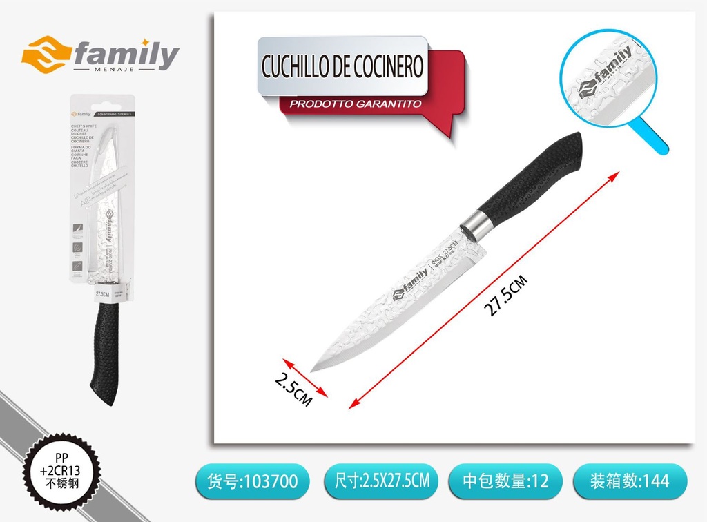 Cuchillo de cocinero 27.6cm para cortar carne