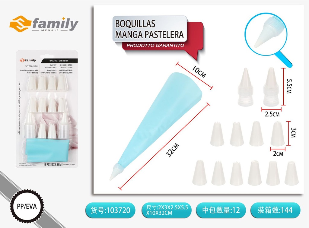 Boquillas para manga pastelera S-29 13pcs 3.1x1.8cm