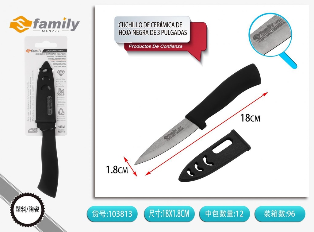 Cuchillo de cerámica de 3 pulgadas 7.5 cm - Utensilios de cocina