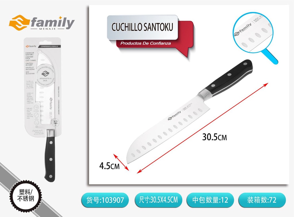 Cuchillo Santoku 7 pulgadas para cocina