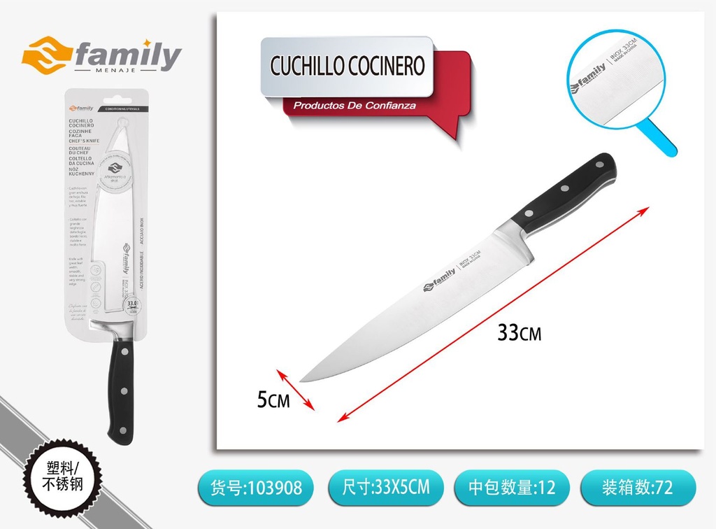 Cuchillo chef con mango de acero - Utensilios de cocina